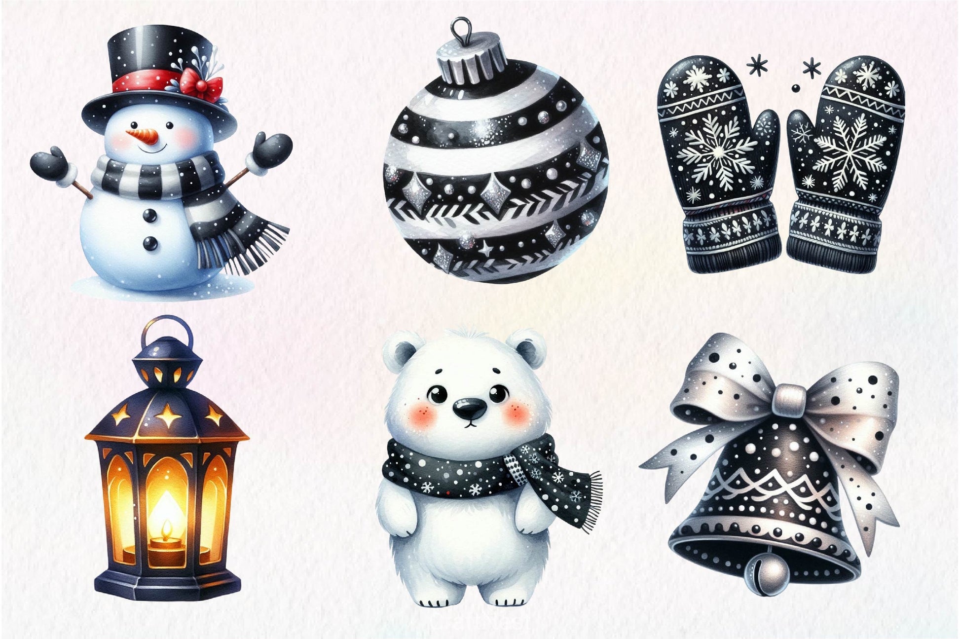 Black And White Christmas Clipart Bundle 2 - CraftNest - Digital Crafting and Art