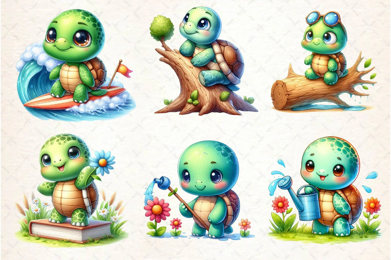 Spring Cute Turtle Clipart Bundle - CraftNest - Digital Crafting and Art