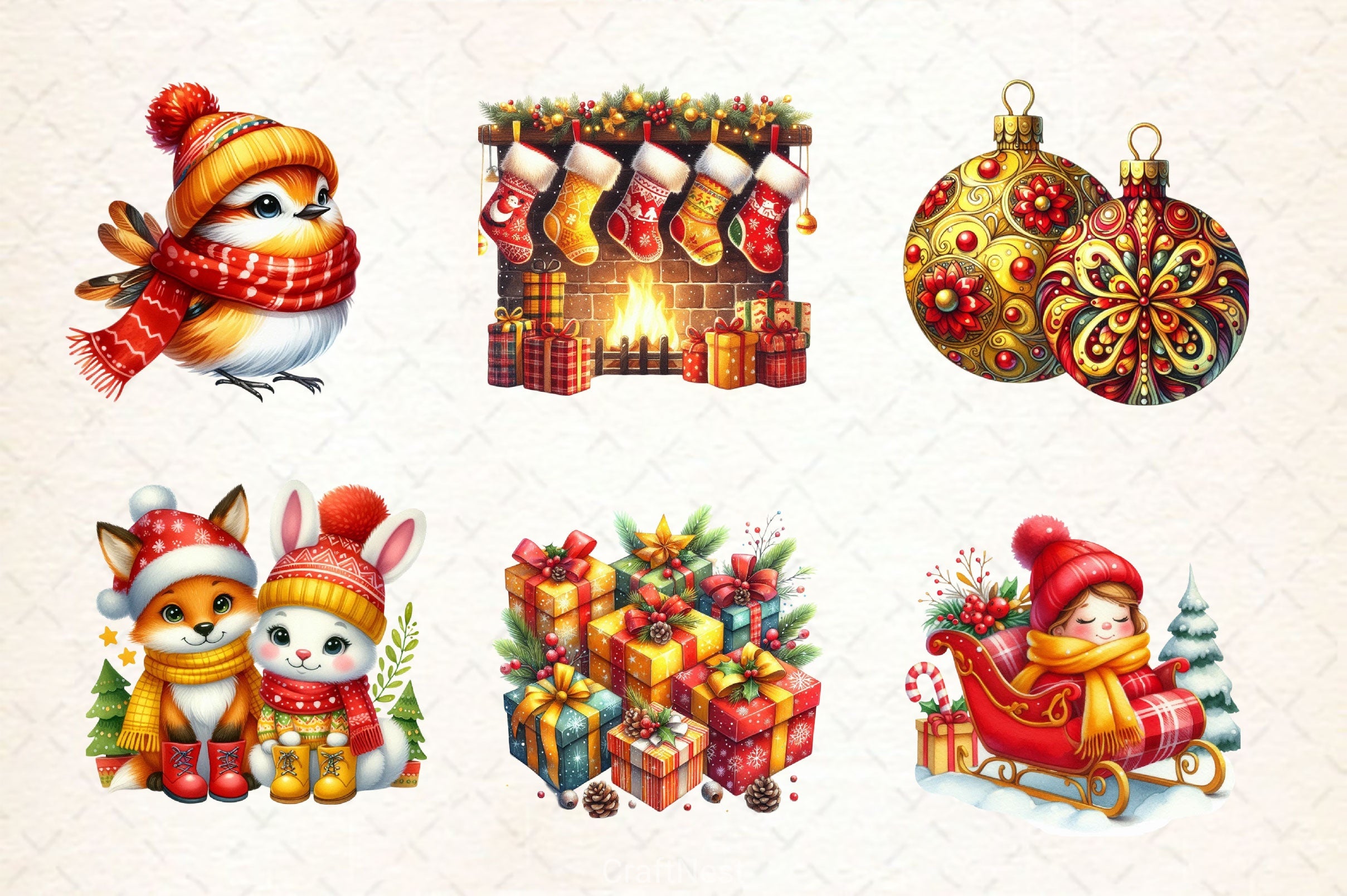 Yellow Christmas Clipart Bundle - CraftNest - Digital Crafting and Art