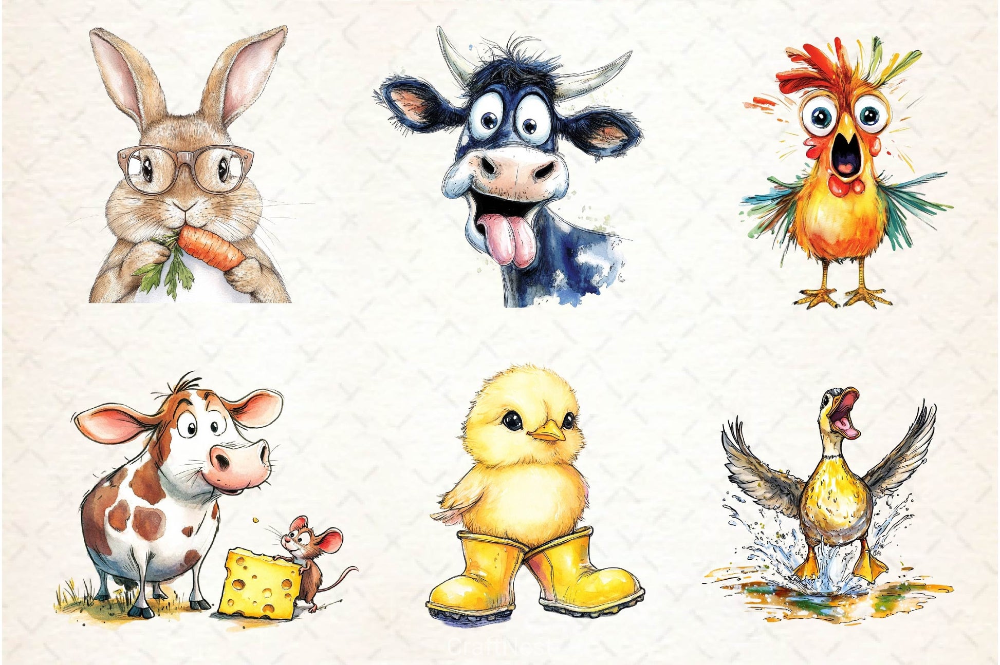 Quirky Funny Farm Animal Clipart Bundle - CraftNest - Digital Crafting and Art