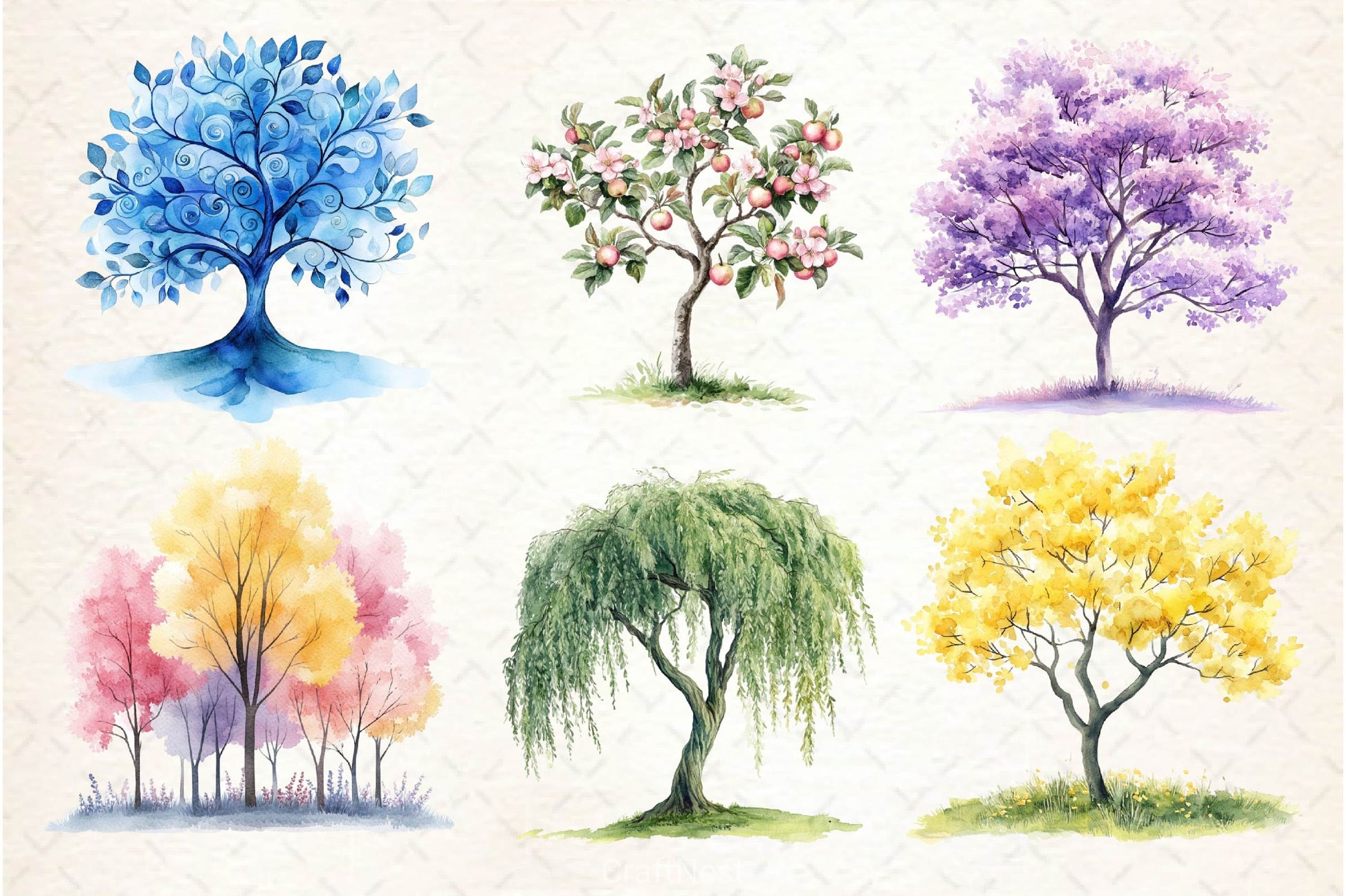 Pastel Spring Trees Clipart Bundle 4 - CraftNest - Digital Crafting and Art