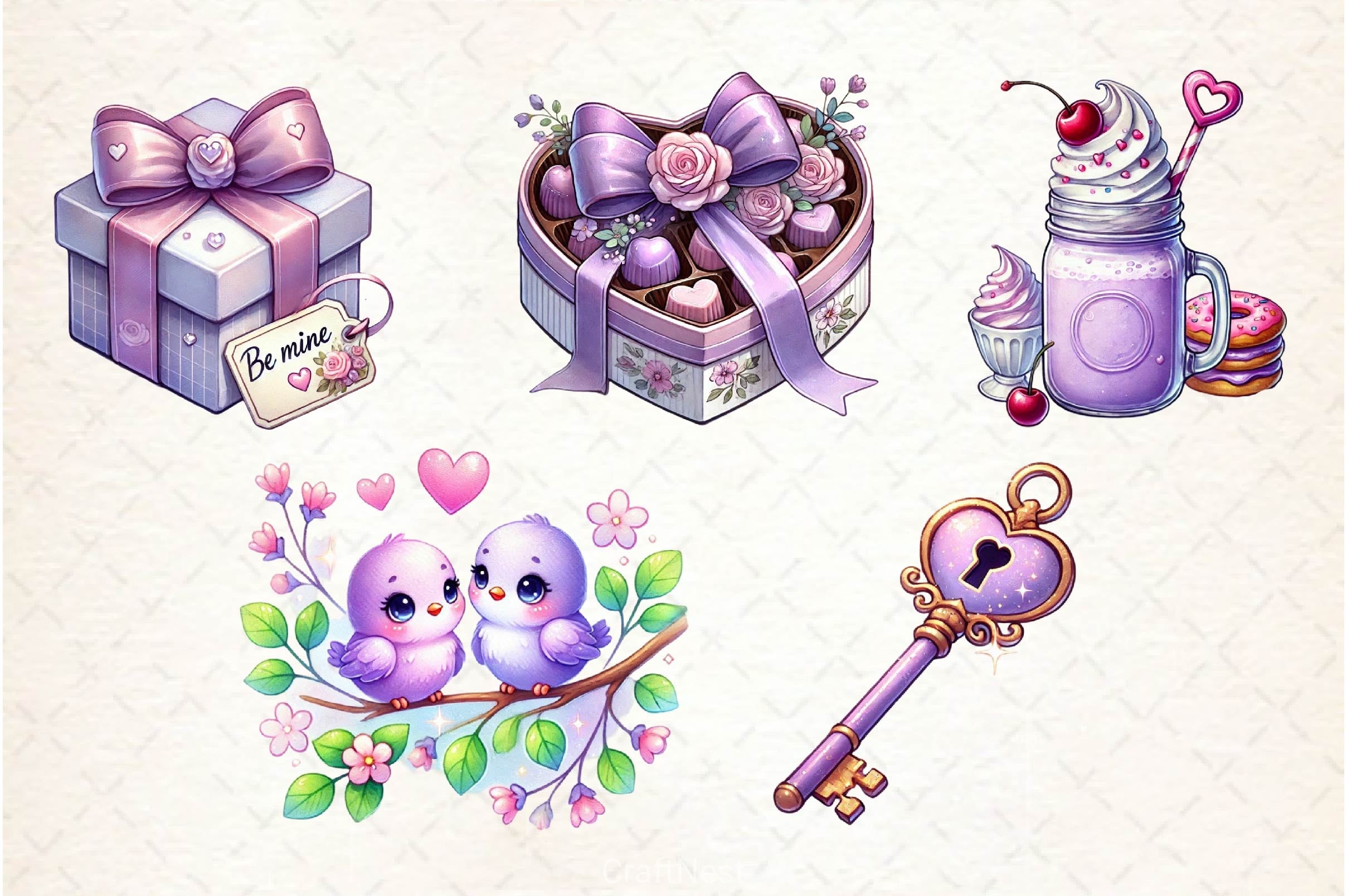 Pastel Purple Valentine's Clipart Bundle 2 - CraftNest - Digital Crafting and Art