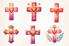 Soft Pink Crosses Clipart Bundle - CraftNest - Digital Crafting and Art