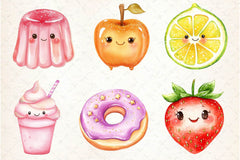 Kawaii Glitter Food Clipart Bundle 3 - CraftNest - Digital Crafting and Art
