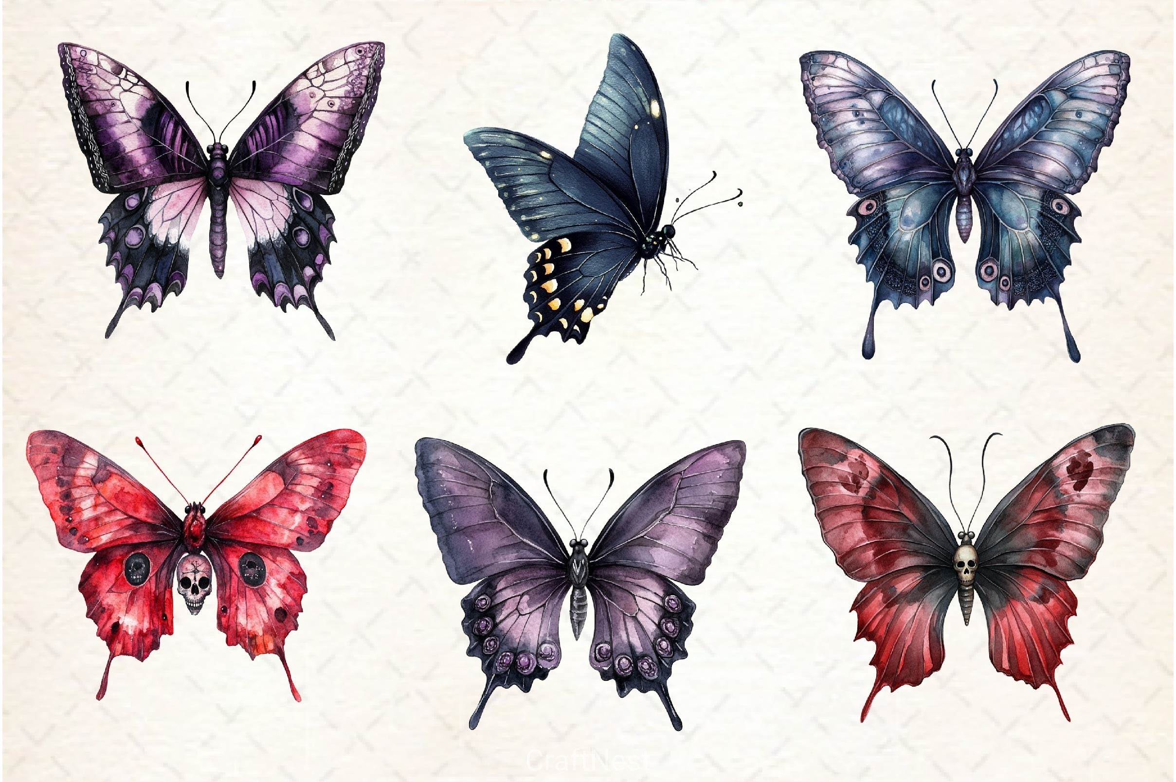 Gothic Spring Butterfly Clipart Bundle 2 - CraftNest - Digital Crafting and Art