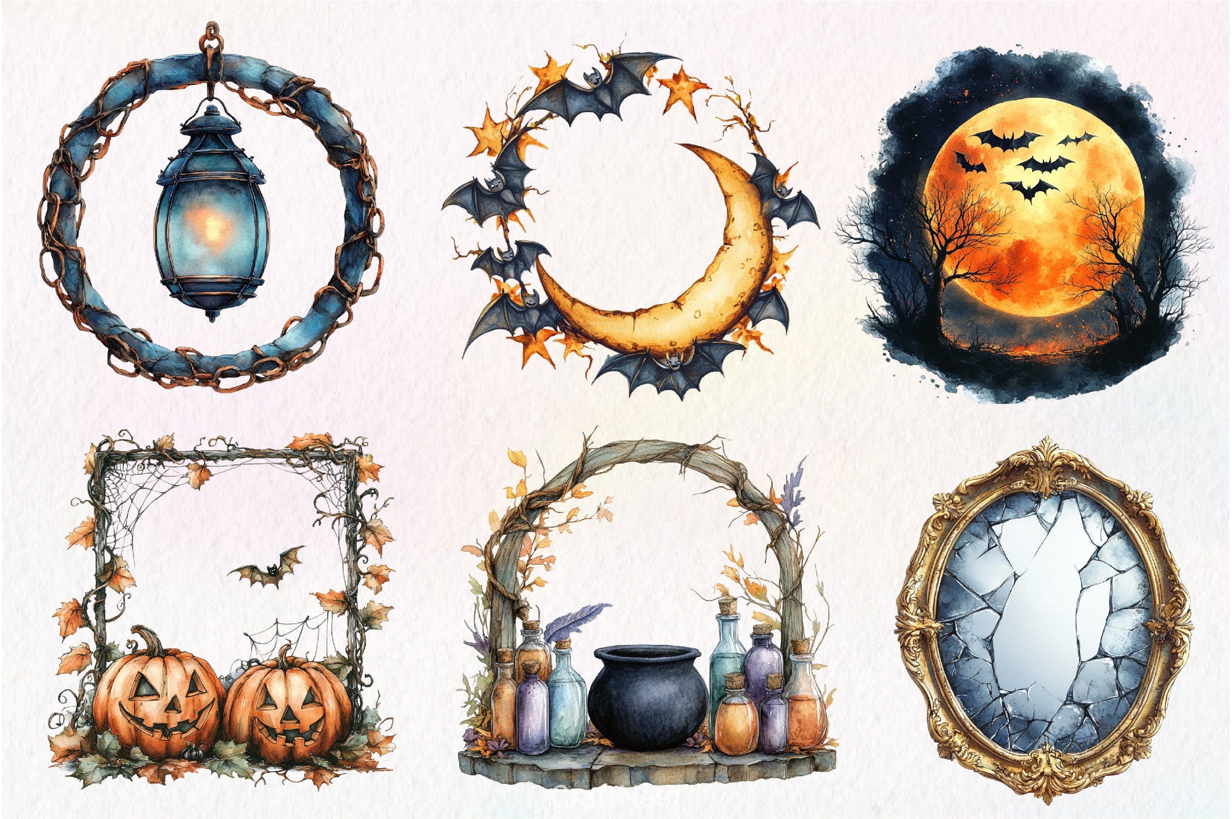 Spooky Halloween Frames Clipart Bundle - CraftNest - Digital Crafting and Art
