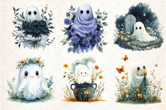 Halloween Floral Ghost Clipart Bundle 3 - CraftNest - Digital Crafting and Art