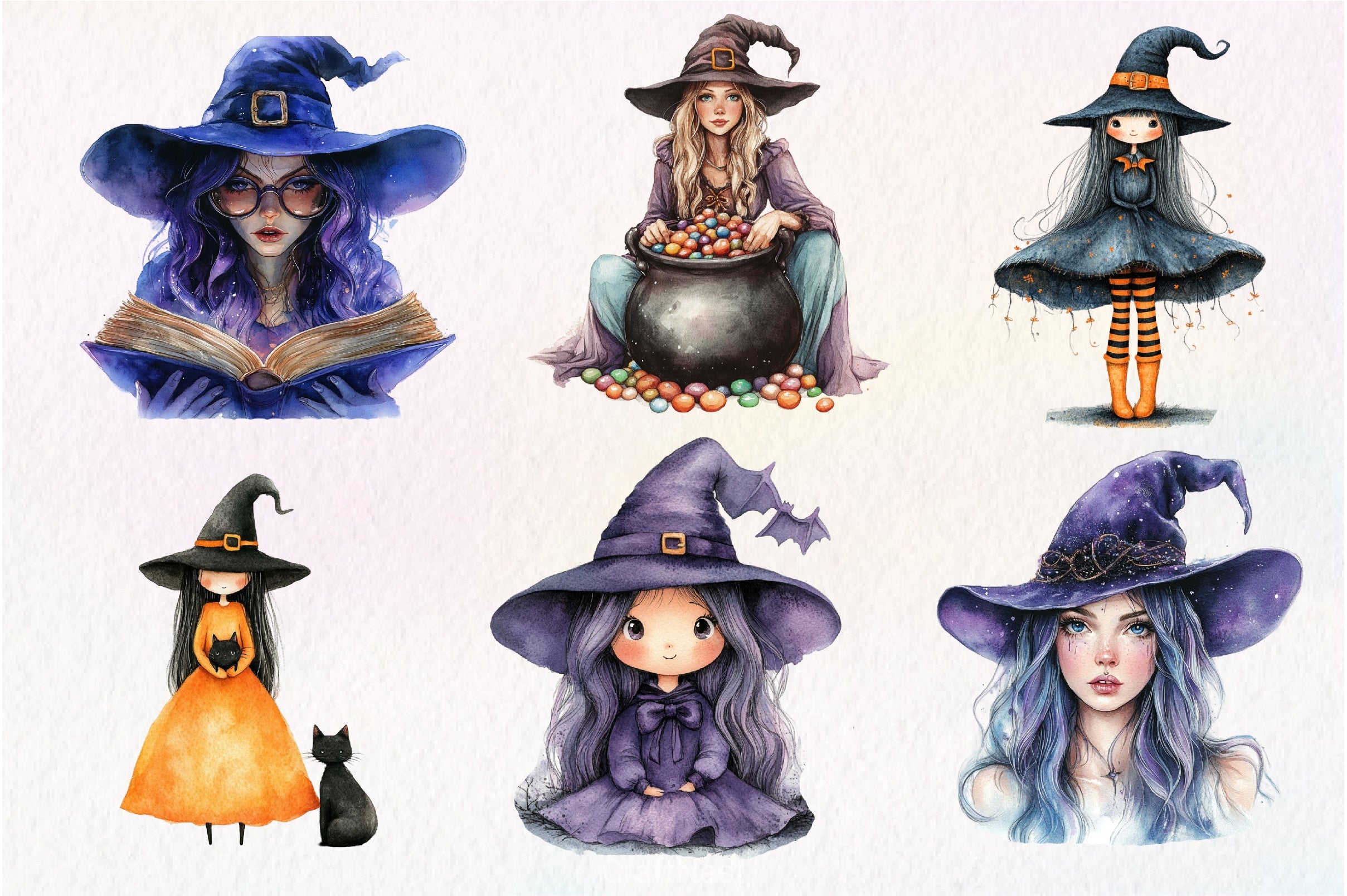 Halloween Cute Witch Clipart Bundle 3 - CraftNest - Digital Crafting and Art