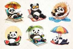 Funny Sunbathing Panda Clipart Bundle 2 - CraftNest - Digital Crafting and Art