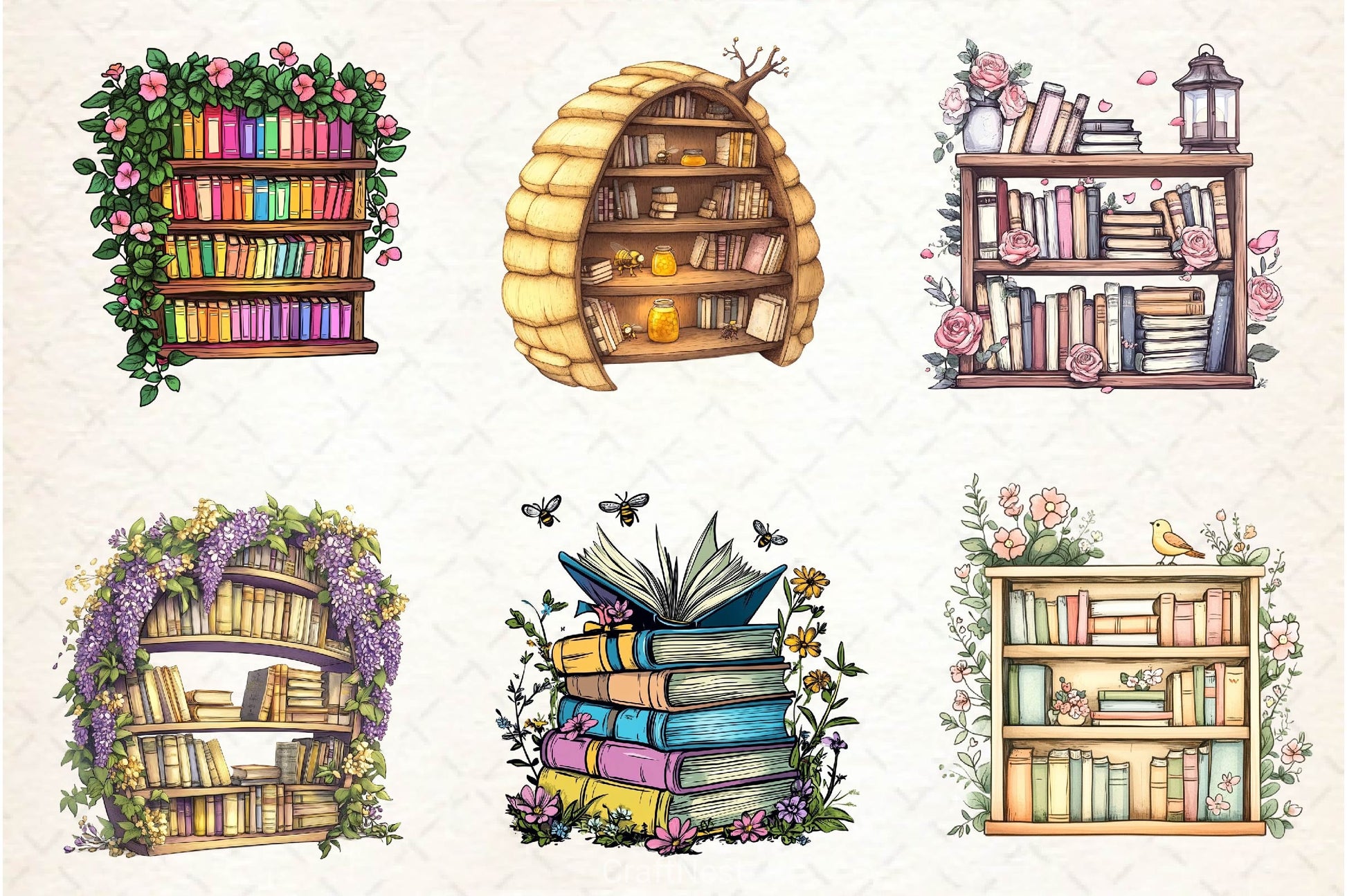 Spring Bookshelves Clipart Bundle - CraftNest - Digital Crafting and Art