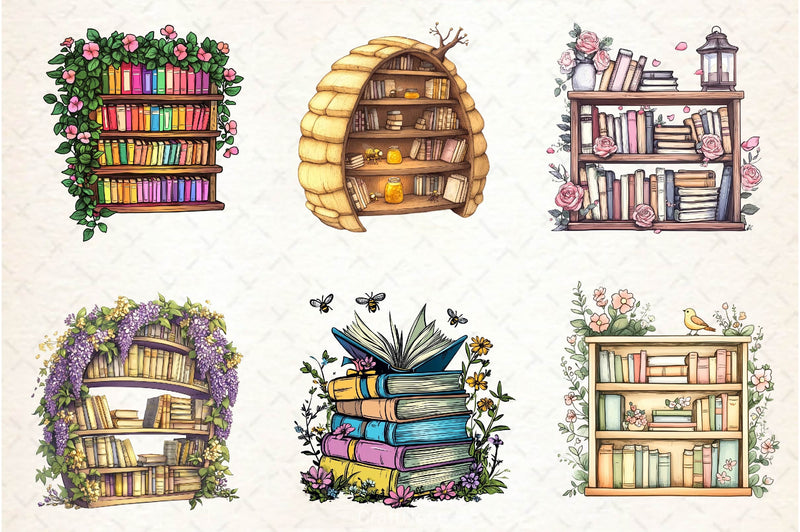 Spring Bookshelves Clipart Bundle - CraftNest - Digital Crafting and Art