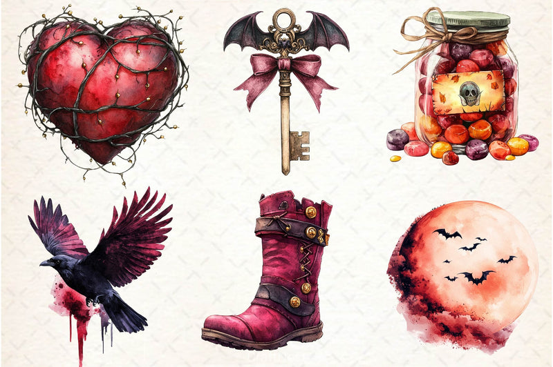 Burgundy Halloween Clipart Bundle 2 - CraftNest - Digital Crafting and Art