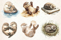 Playful Otter Pups Clipart Bundle 2 - CraftNest - Digital Crafting and Art