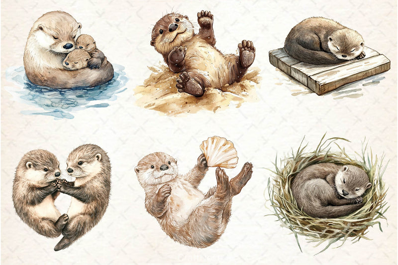 Playful Otter Pups Clipart Bundle 2 - CraftNest - Digital Crafting and Art