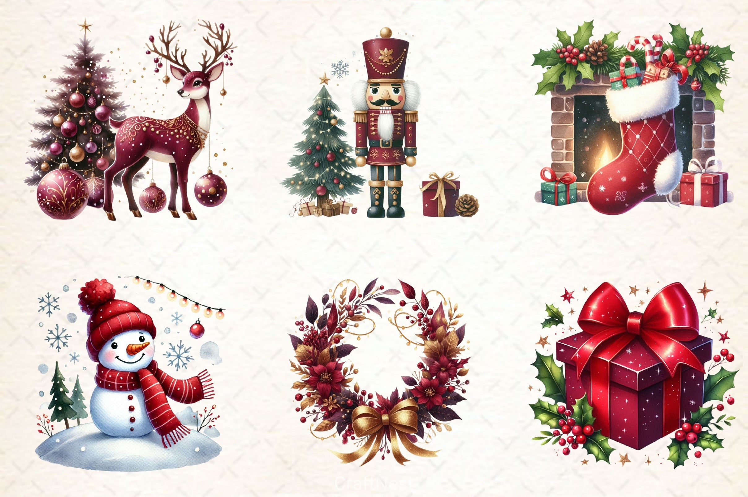 Burgundy Beauty & Holiday Clipart Bundle 2 - CraftNest - Digital Crafting and Art