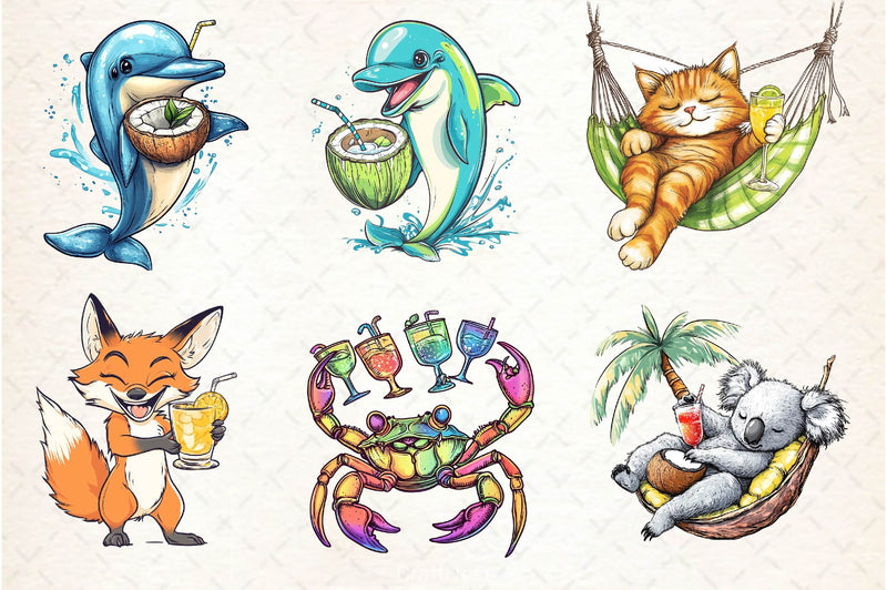 Summer Cocktail And Animals Clipart Bundle 1 - CraftNest - Digital Crafting and Art
