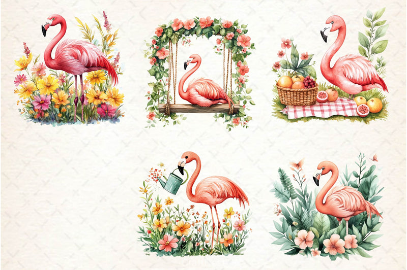 Spring Flamingo Clipart Bundle 2 - CraftNest - Digital Crafting and Art