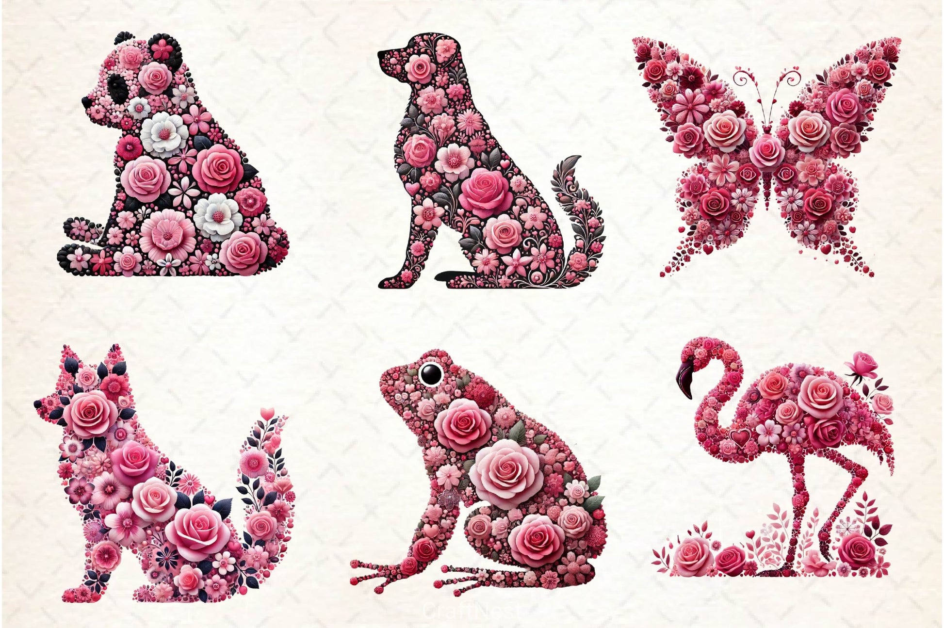 Valentines Day Animal With Rose Clipart Bundle - CraftNest - Digital Crafting and Art