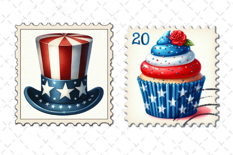 4th Of July Postage Stamp Clipart Bundle - CraftNest - Digital Crafting and Art