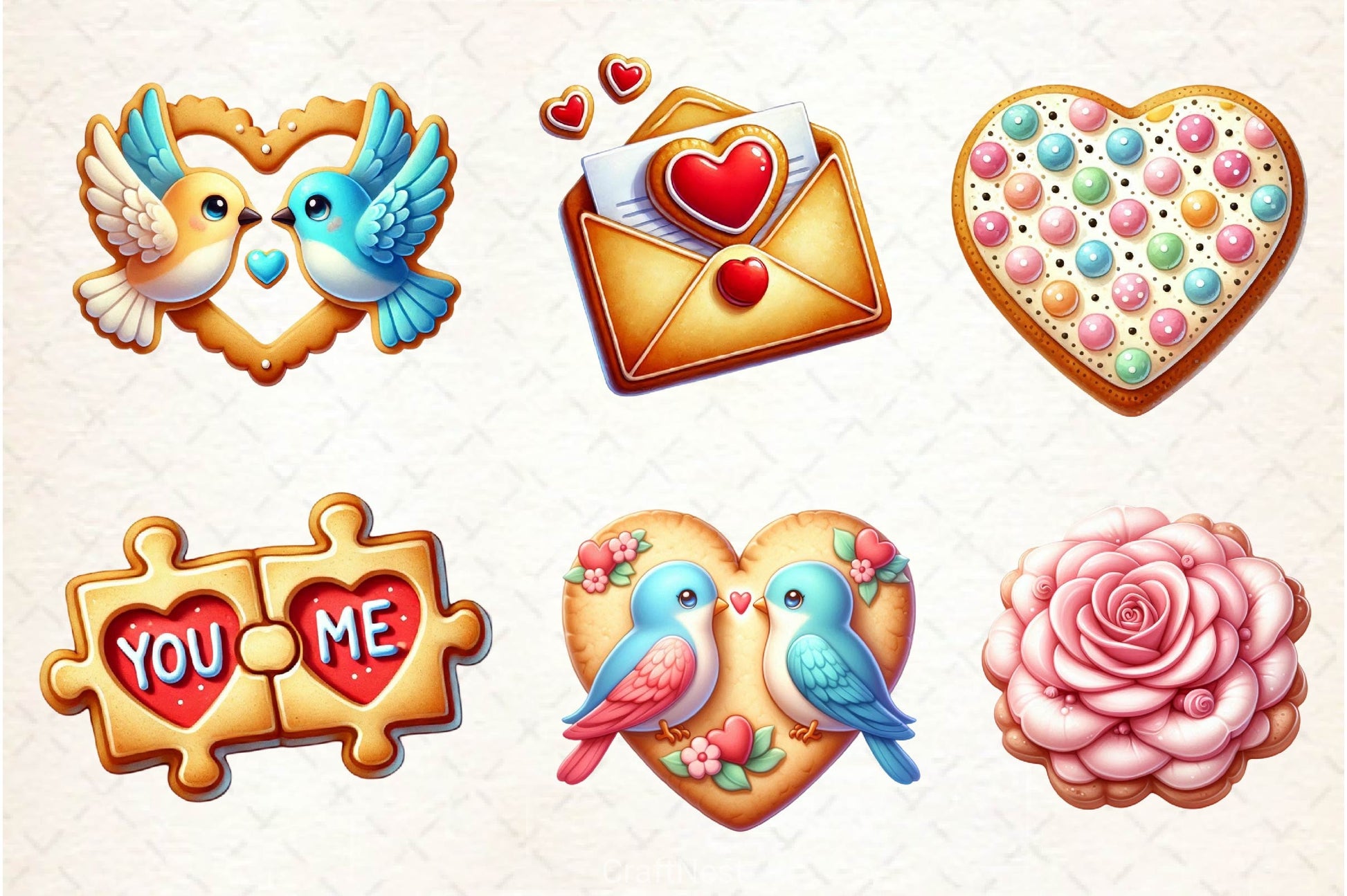 Valentine Biscuits Clipart Bundle - CraftNest - Digital Crafting and Art