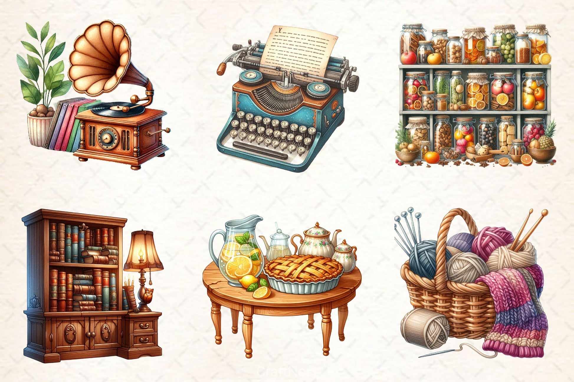 Vintage Cozy Home Life Clipart Bundle 2 - CraftNest - Digital Crafting and Art