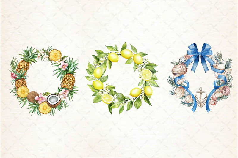 Summer Wreath Clipart Bundle 1 - CraftNest - Digital Crafting and Art