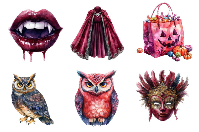 Burgundy & Halloween Clipart Bundle 5 - CraftNest - Digital Crafting and Art