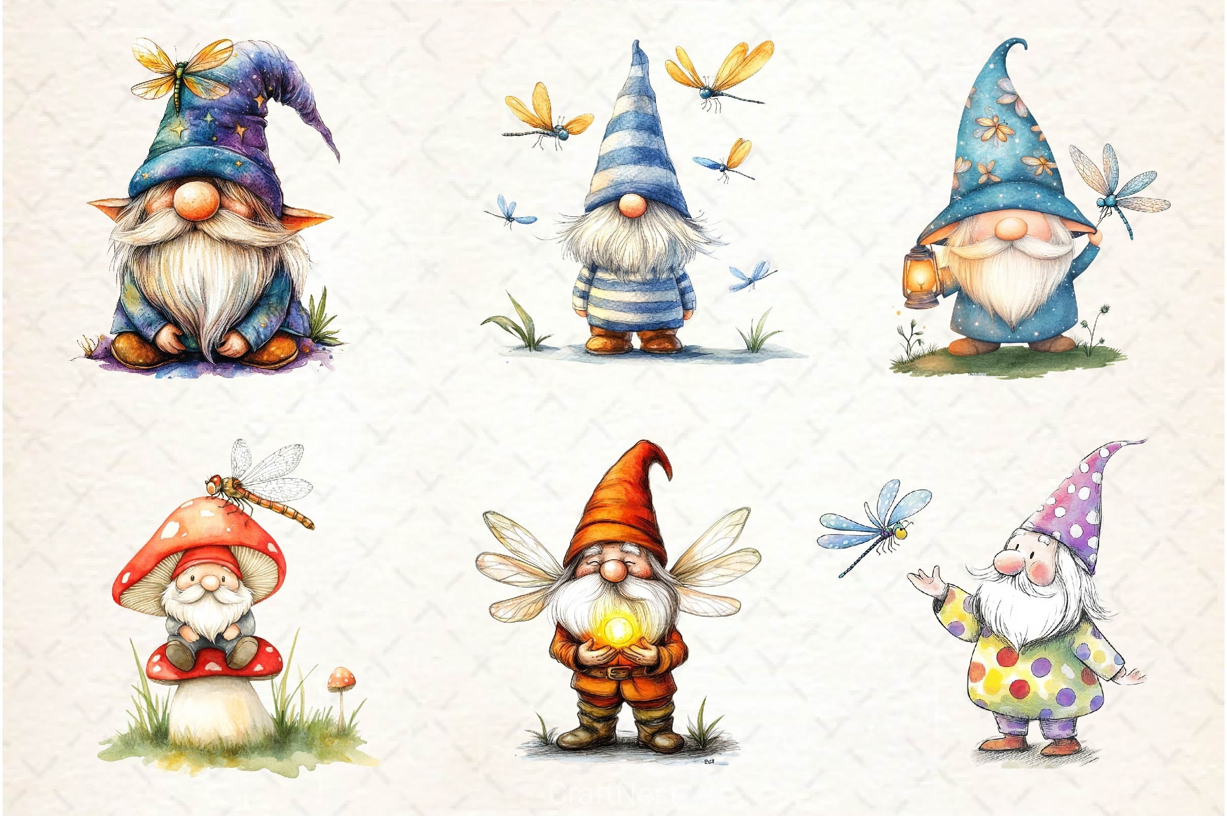Dragonfly Gnome Clipart Bundle - CraftNest - Digital Crafting and Art
