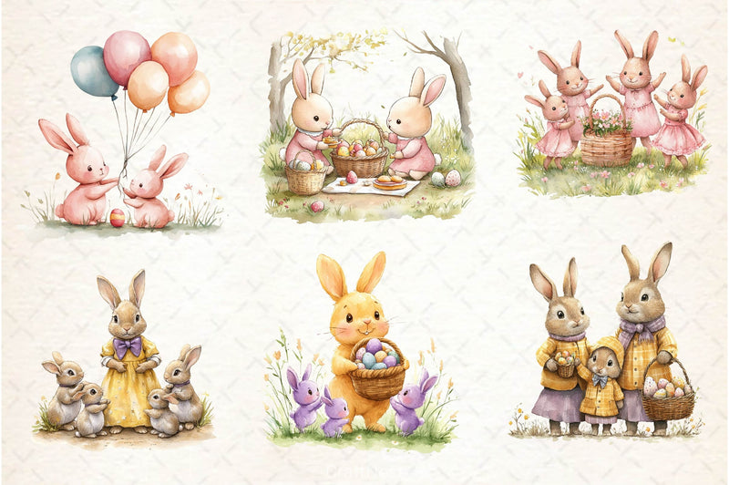 Easter Bunnies Family Clipart Bundle 2 - CraftNest - Digital Crafting and Art
