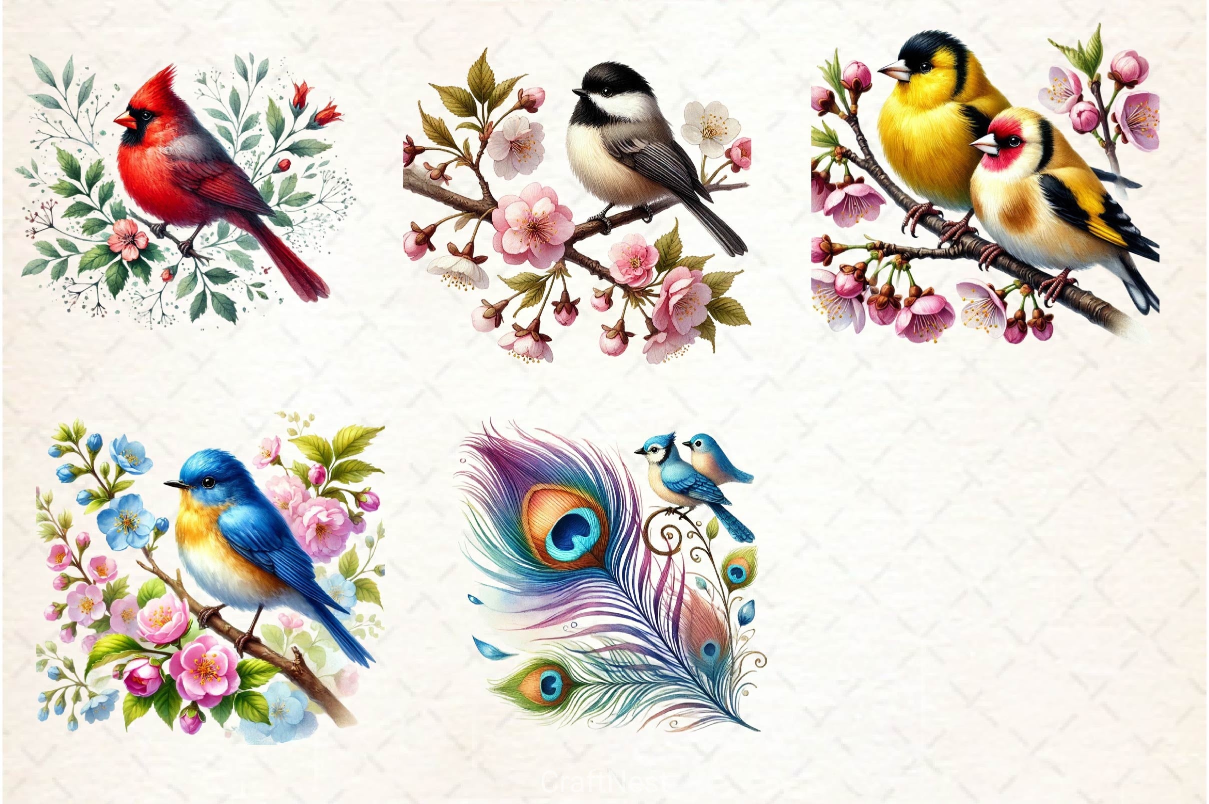 Spring Birds Clipart Bundle 3 - CraftNest - Digital Crafting and Art