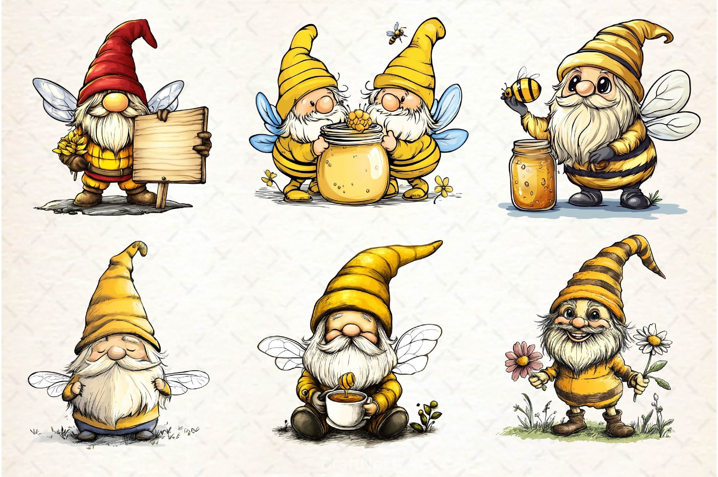 Bee Gnome Clipart Bundle 5 - CraftNest - Digital Crafting and Art