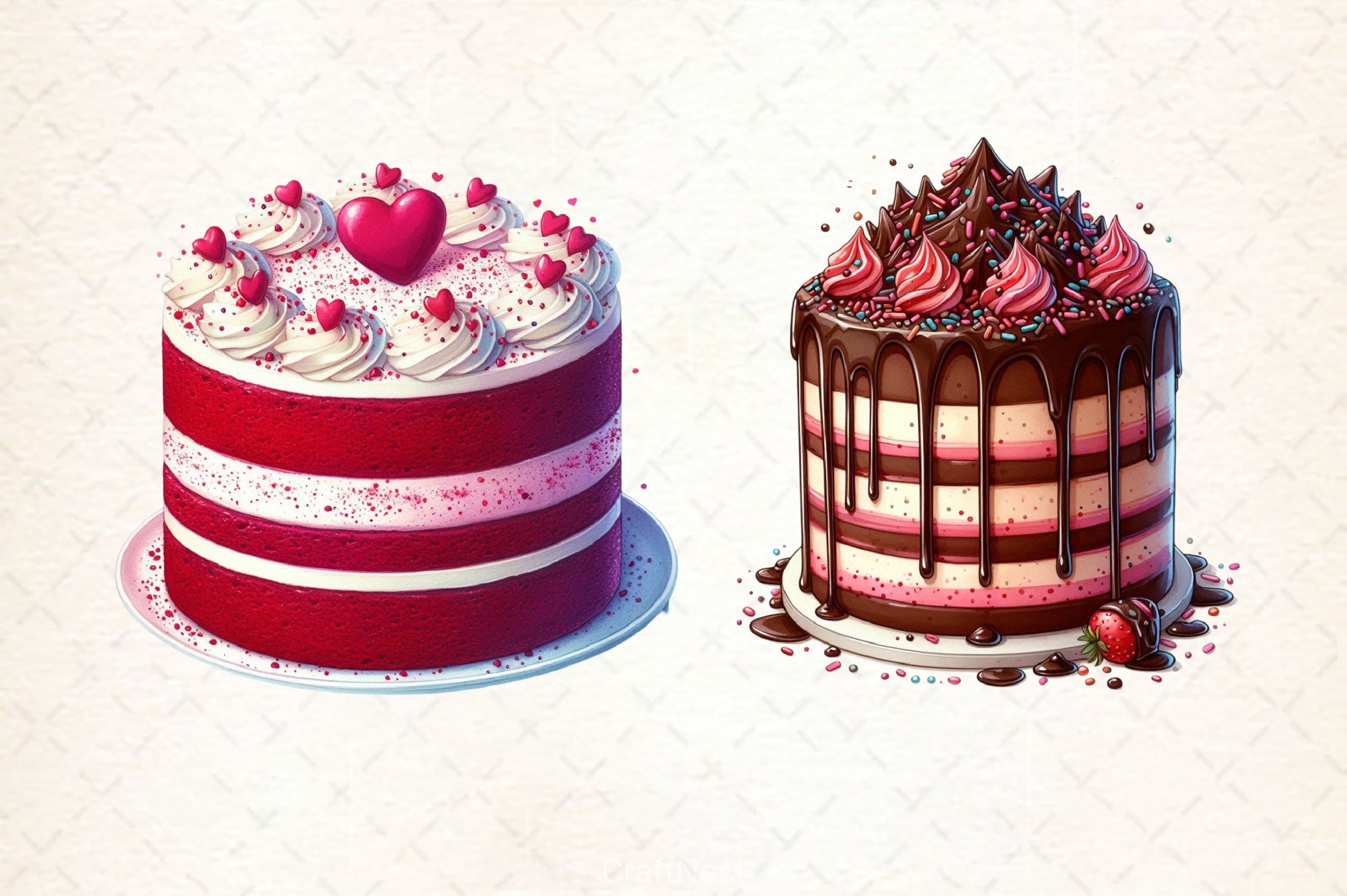 Valentines Day Cake Clipart Bundle - CraftNest - Digital Crafting and Art