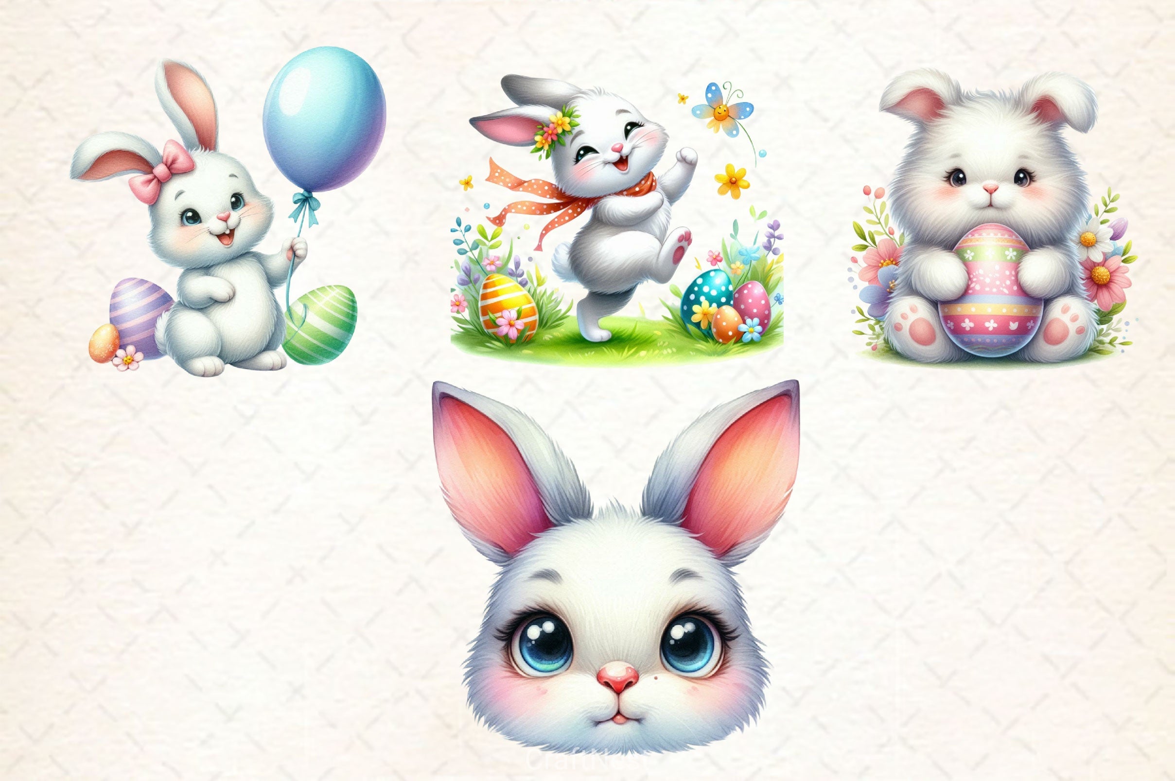 Cute Easter Bunny Clipart Bundle 7 - CraftNest - Digital Crafting and Art