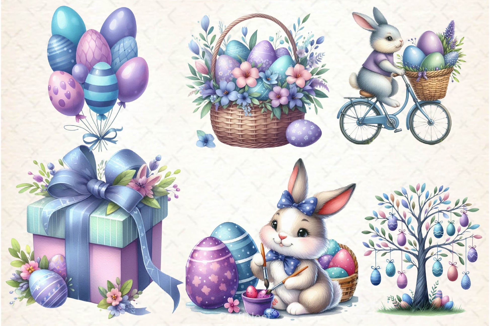 Purple Pastel Easter Clipart Bundle 2 - CraftNest - Digital Crafting and Art