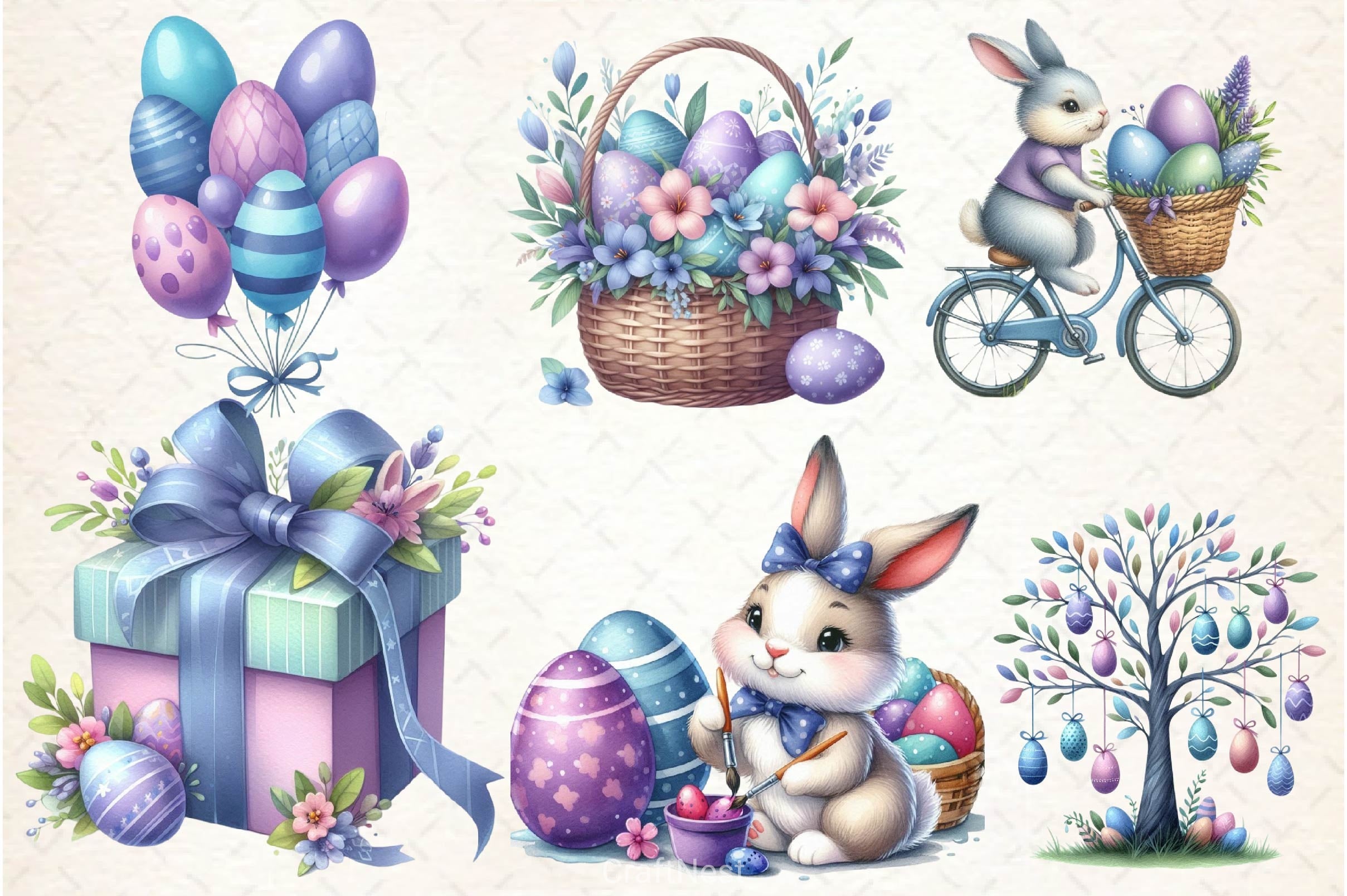 Purple Pastel Easter Clipart Bundle 2 - CraftNest - Digital Crafting and Art