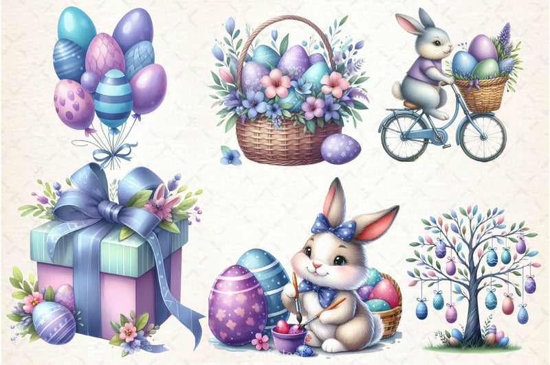 Purple Pastel Easter Clipart Bundle 2 - CraftNest - Digital Crafting and Art