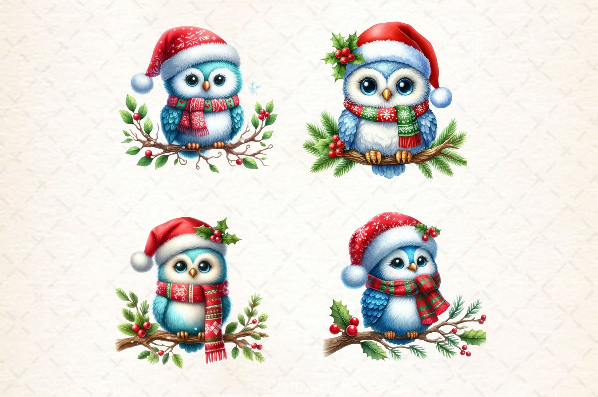 Christmas Owl Clipart Bundle 2 - CraftNest - Digital Crafting and Art