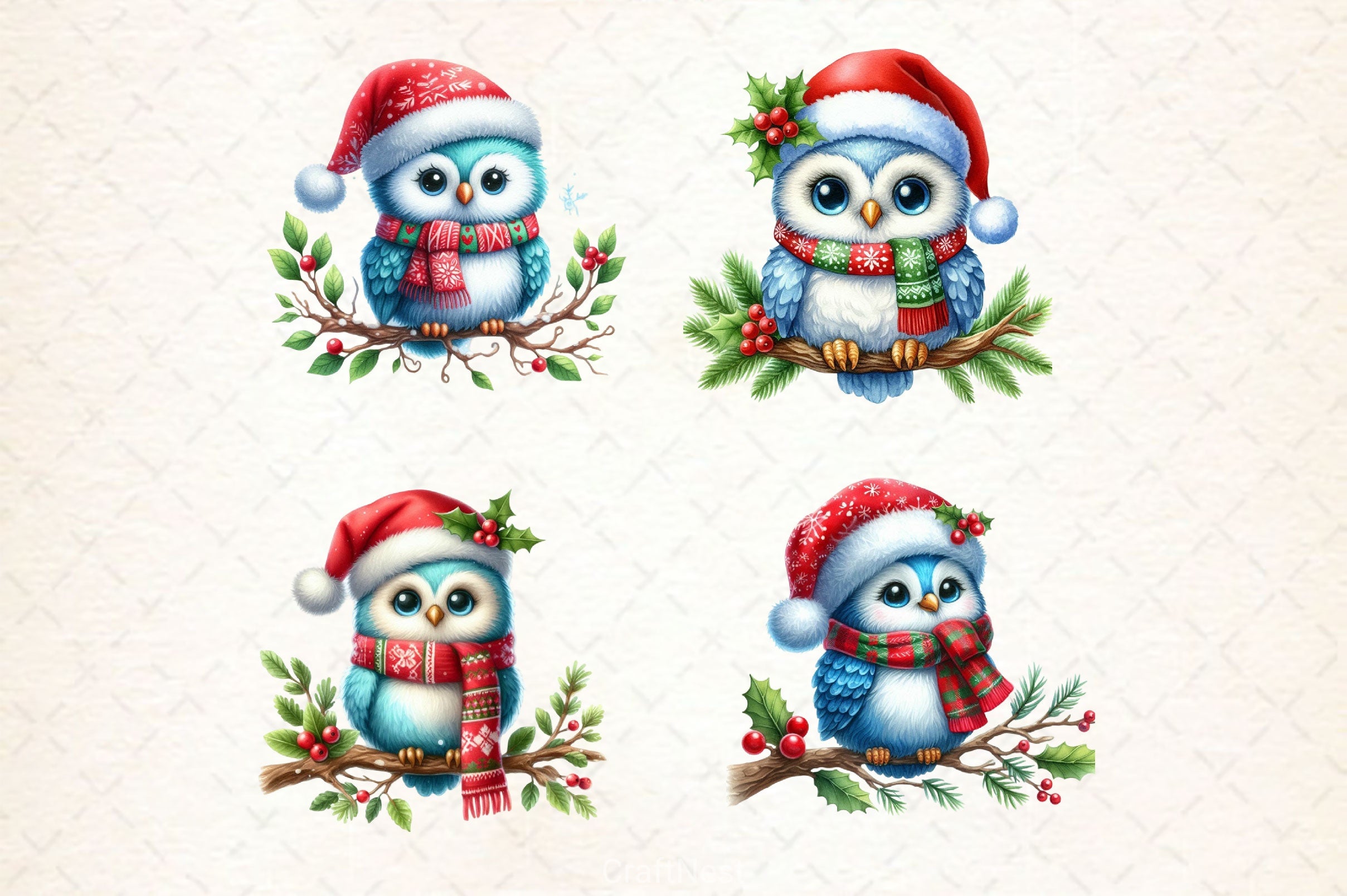Christmas Owl Clipart Bundle 2 - CraftNest - Digital Crafting and Art