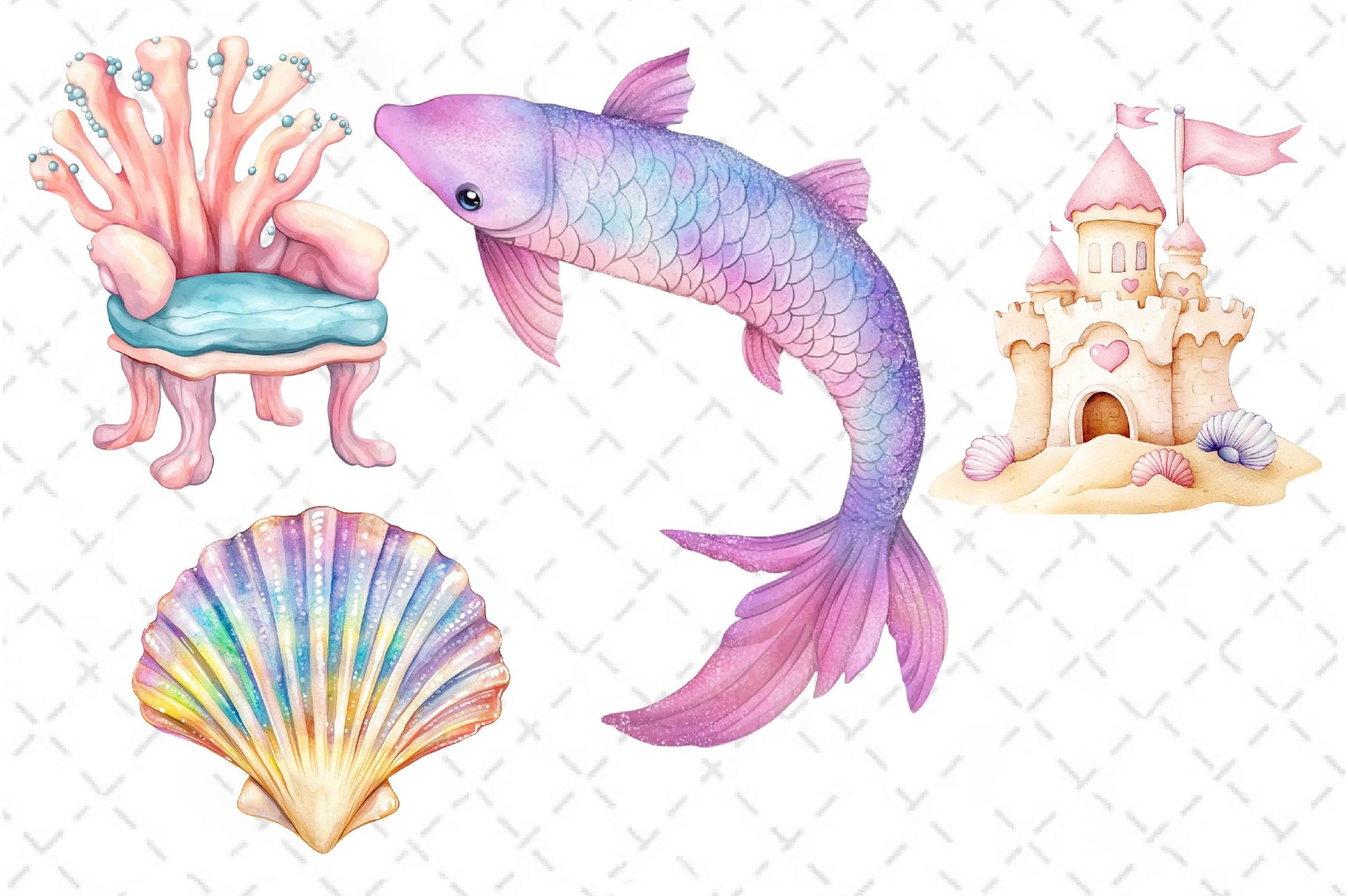 Little Mermaid Under The Sea Clipart Bundle 2 - CraftNest - Digital Crafting and Art