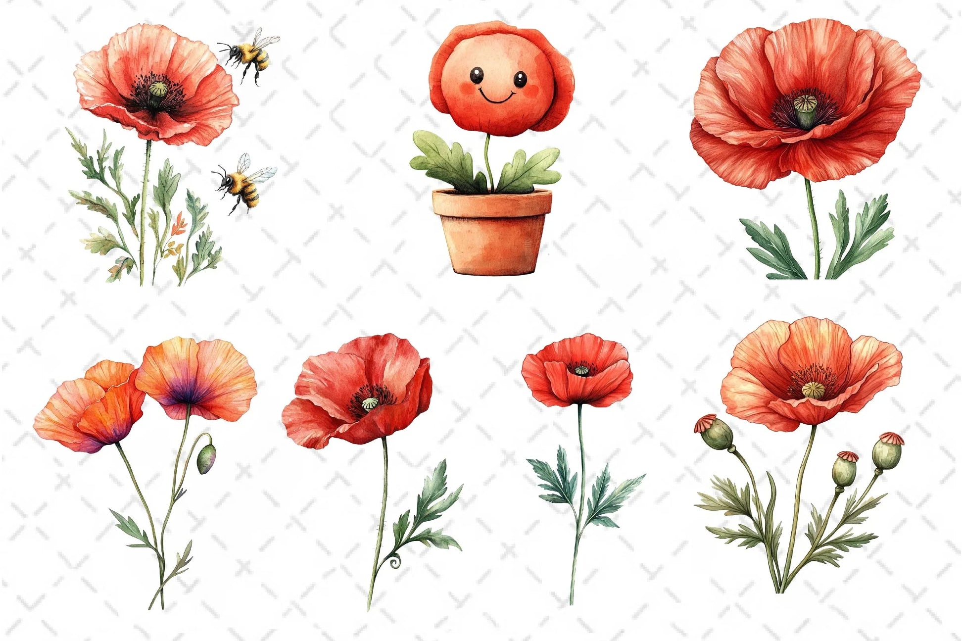 Poppy Flowers Clipart Bundle - CraftNest - Digital Crafting and Art