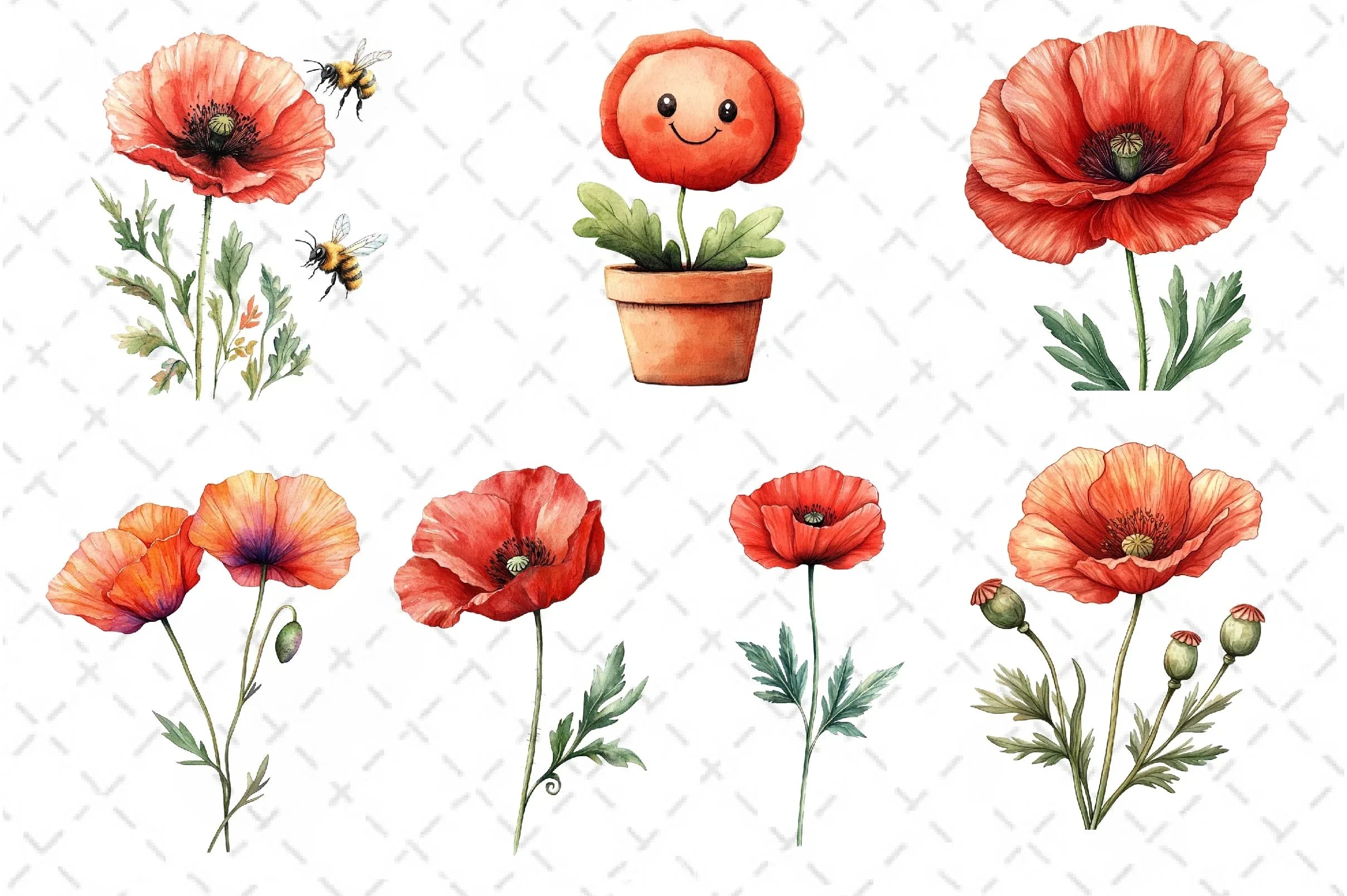Poppy Flowers Clipart Bundle - CraftNest - Digital Crafting and Art