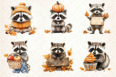 Autumn Raccoons Clipart Bundle 3 - CraftNest - Digital Crafting and Art