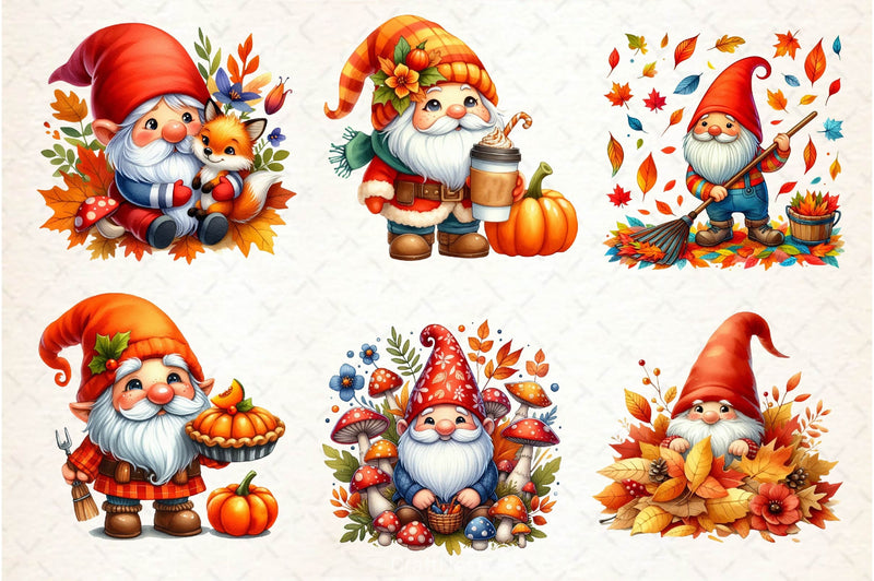 Autumn Gnomes Clipart Bundle 3 - CraftNest - Digital Crafting and Art