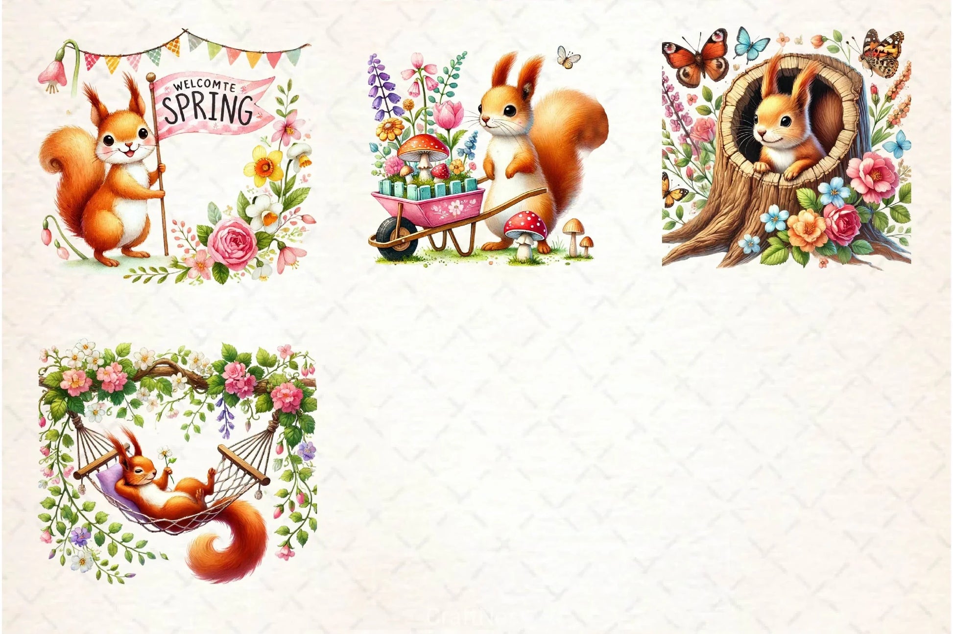 Spring Squirrel Garden Clipart Bundle 2 - CraftNest - Digital Crafting and Art