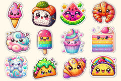 Kawaii Glitter Food Clipart Bundle - CraftNest - Digital Crafting and Art