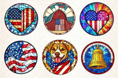 Round Stained Glass 4th Of July Clipart Bundle 3 - CraftNest - Digital Crafting and Art