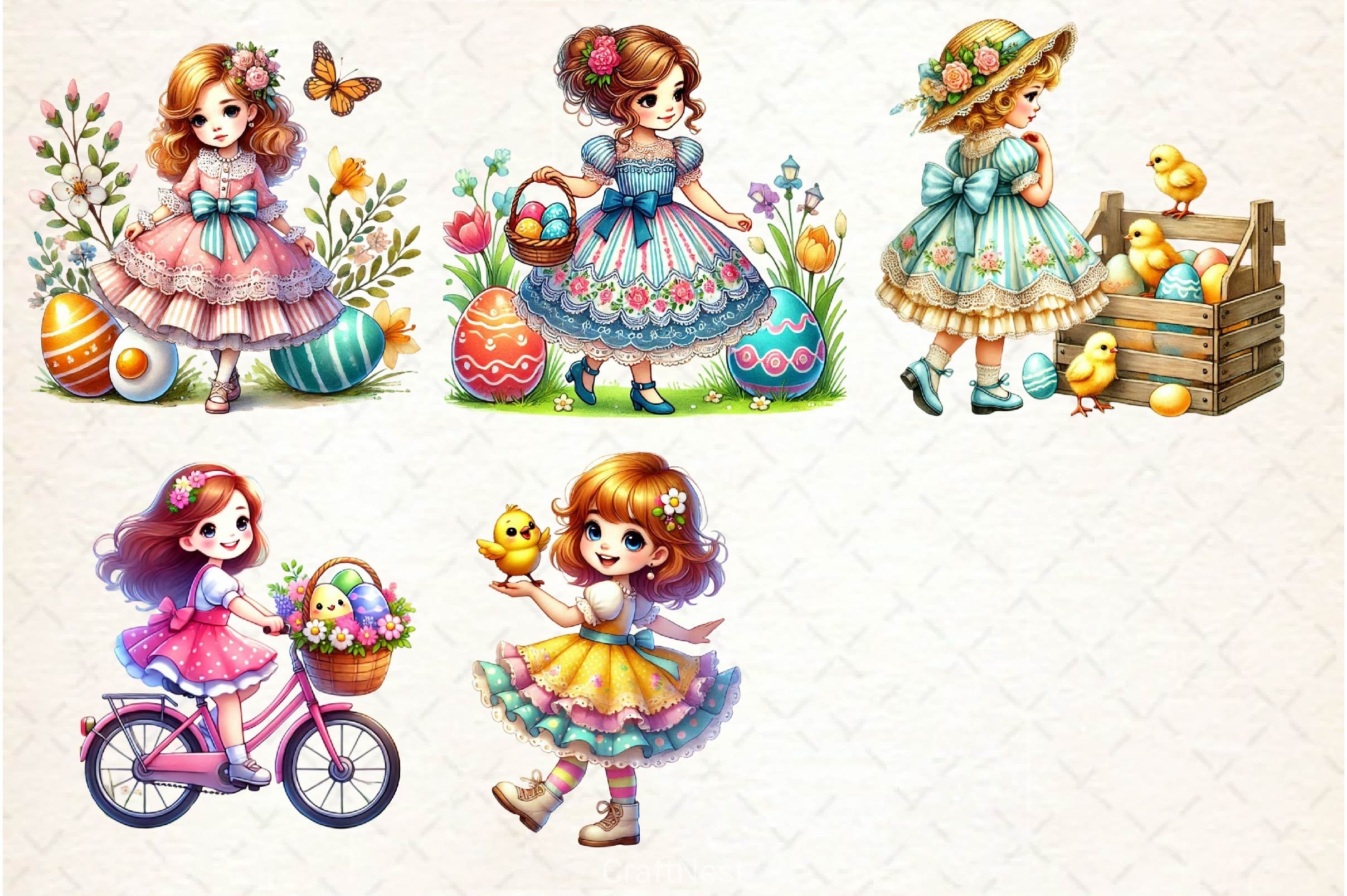 Easter Girls Clipart Bundle 2 - CraftNest - Digital Crafting and Art