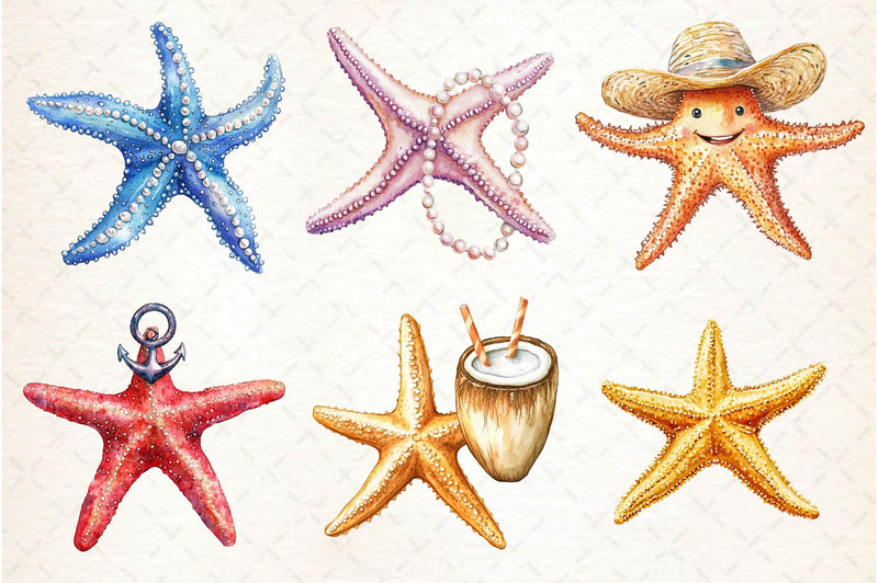 Summer Starfish Clipart Bundle 3 - CraftNest - Digital Crafting and Art