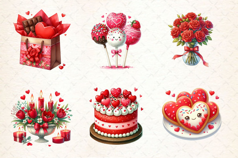 Red Valentines Day Prep Clipart Bundle 2 - CraftNest - Digital Crafting and Art