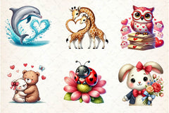 Valentine Design Valentine Animals Clipart Bundle 2 - CraftNest - Digital Crafting and Art